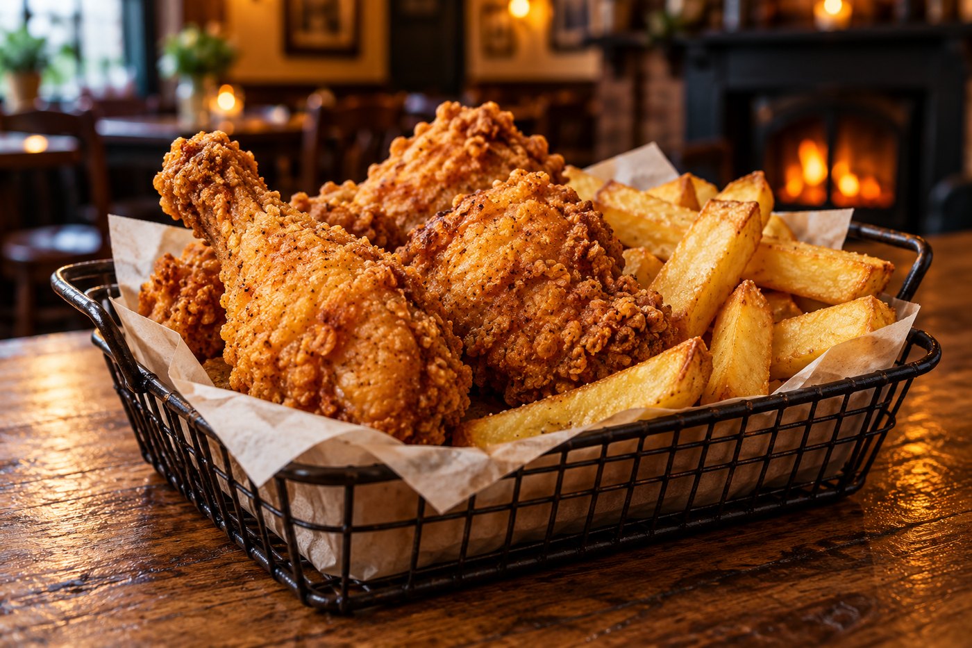 Fried chicken and chips