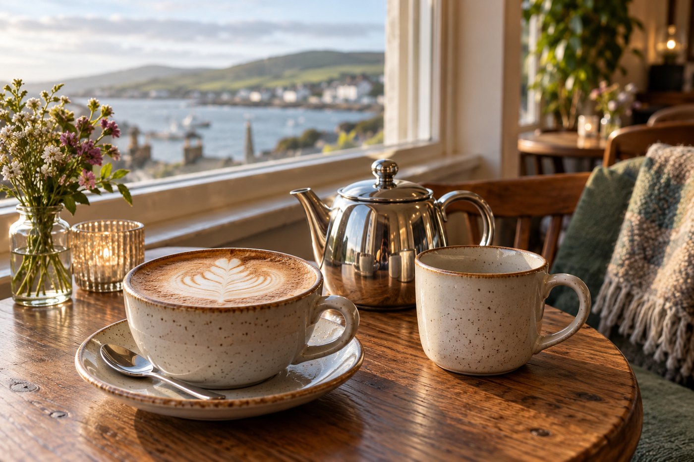 Cappuccino and a pot of tea